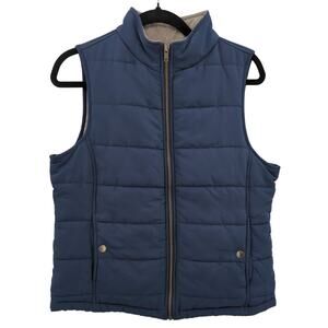 Natural Reflections Vest Womens Medium Navy Blue Puffer Hiking Camping Full Zip